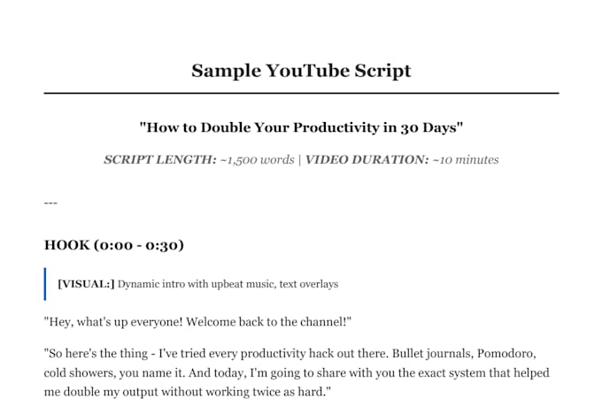 write engaging youtube video scripts